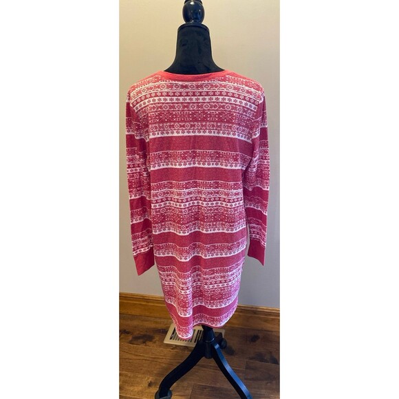 Tunic Top Pajamas or Dress No Tag Size Medium to Large Red White Snowflake Soft - Picture 6 of 11